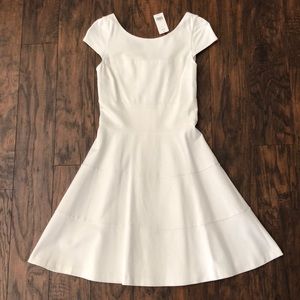 Banana Republic White Ponte Fit & Flare Dress 4
